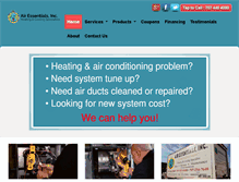 Tablet Screenshot of airessentialsinc.com